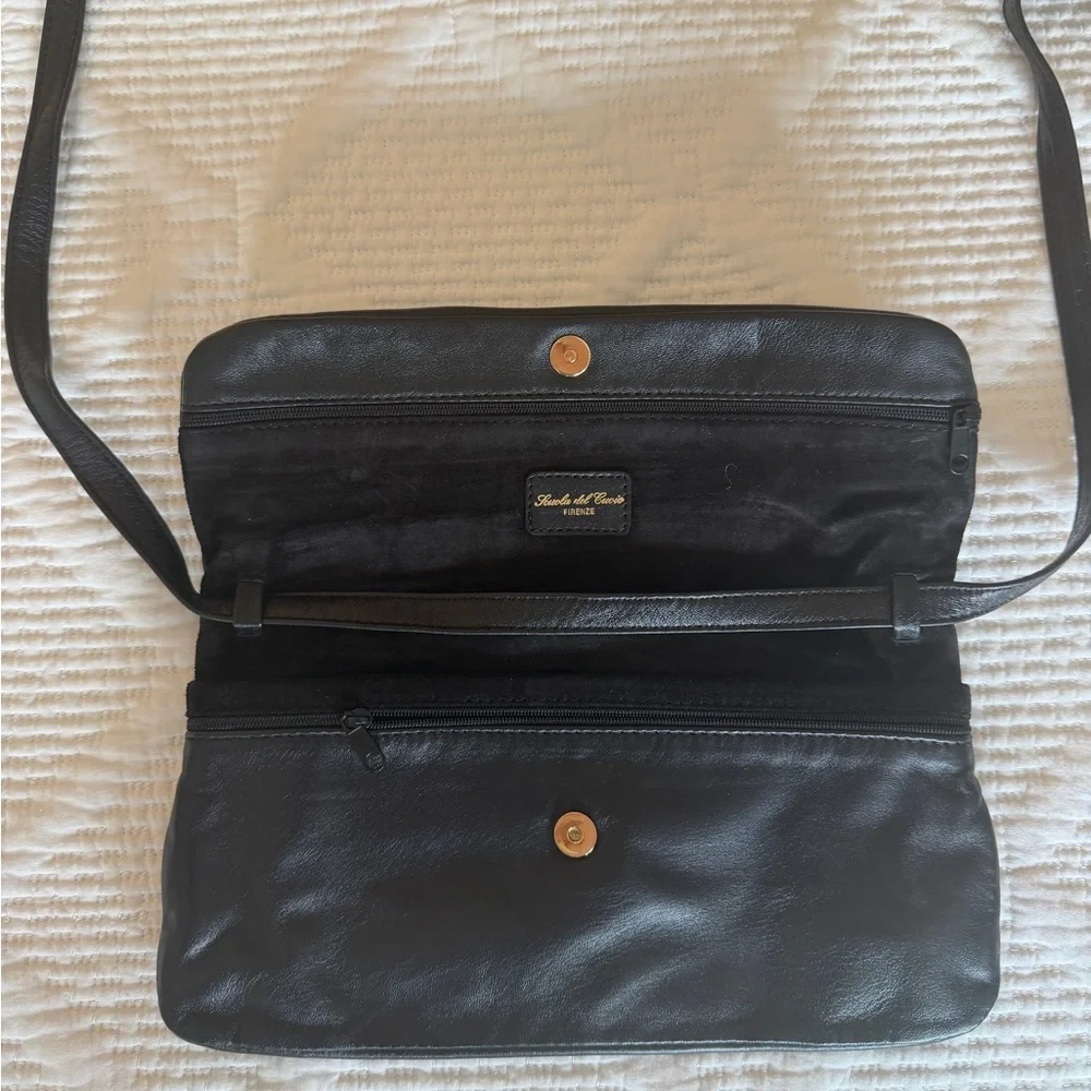 Black Italian Leather Crossbody Bag
